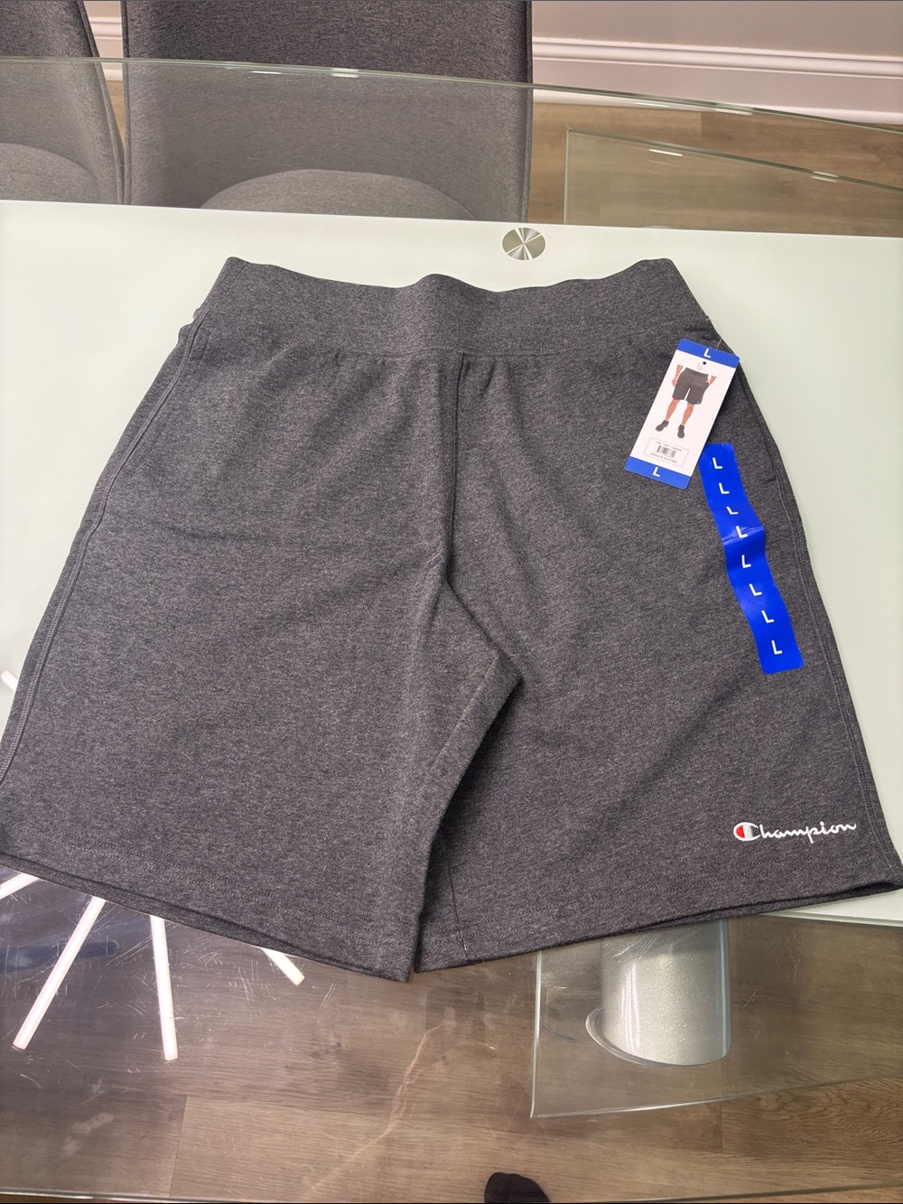 Champion Men’s Dark Heather Gray Athletic Shorts elastic, and drawstring L